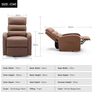 Grace Electric Fabric Single Motor Rise Recliner Lift Mobility Tilt Chair (Mocha)