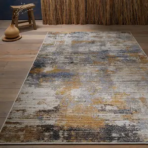 Modern Easy to Clean Multicoloured Abstract Rug for Living Room & Bedroom-200cm X 285cm