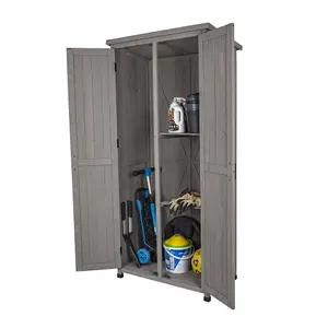 Tall Wooden Garden Storage Cabinet in Grey