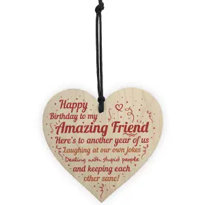 Red Ocean Handmade Wooden Hanging Heart Plaque Gift Perfect for your Best Friend Birthday Friendship Keepsake