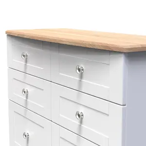 Sussex Ready assembled White & oak 6 Drawer Chest (H)792mm (W)1117mm (D)414mm