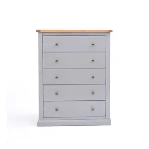 Rocca 5 Drawer Chest of Drawers Brass Knob