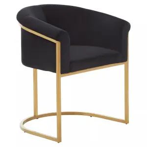 Interiors by Premier Vogue Black Velvet And Matte Gold Dining Chair