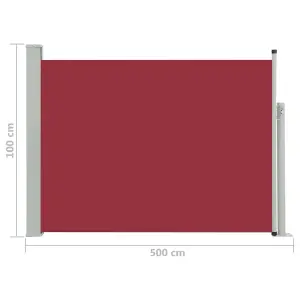 Berkfield Patio Retractable Side Awning 100x500 cm Red