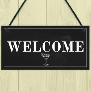 Shabby Chic Welcome Sign To Home Bar Pub Plaque Garden Summerhouse Sign