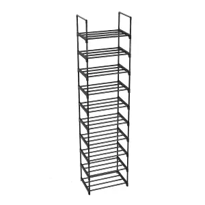 10 Tier Black Metal Shoe Rack Shoe Storage Organizer Shoe Shelf