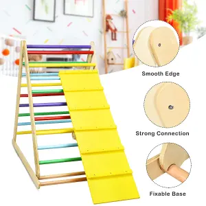 Costway Wooden Foldable Triangle Climber Step Training Ladder Pikler Toddler With Ramp