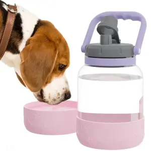 Tritan Water Bottle with Dog Bowl Pink 1.5 Litre