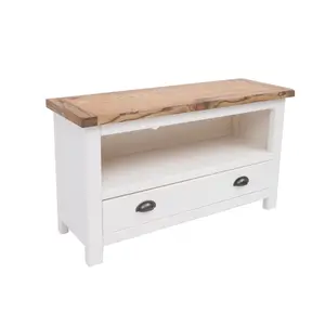 Lovere Off White 1 Drawer TV Cabinet Brass Cup Handle