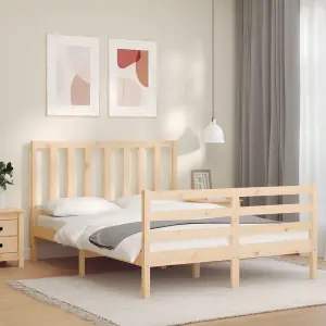 Berkfield Bed Frame with Headboard Small Double Solid Wood