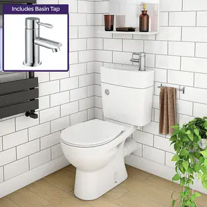 Nes Home 2 in 1 Compact Basin and Close Couple Toilet Combo Space Saver