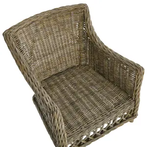 Garden Chair RIBOLLA with Footstool Rattan Natural