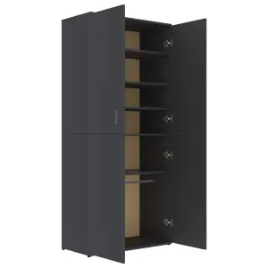 Berkfield Shoe Cabinet Grey 80x39x178 cm Engineered Wood