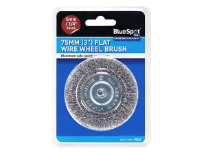 BlueSpot Rotary Flat Steel Wire Brush Crimp  wheel For Drill 75mm 3"