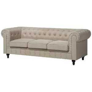 3 Seater Fabric Sofa Beige CHESTERFIELD Big