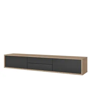 Chic Frida 39 Floating TV Cabinet 1800mm in Light Oak & Anthracite - Contemporary Media Unit H320mm D360mm