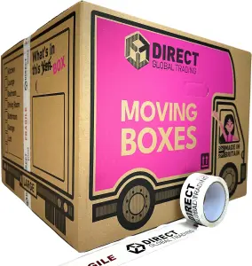 10 Strong Extra Large Cardboard Storage Packing Moving House Boxes 66 Metres Fragile Tape 52cm x 52cm x 40cm