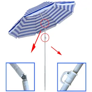 SunDaze 1.6M Blue-White Beach Parasol Outdoor Garden Patio Umbrella Sunshade UV Protection