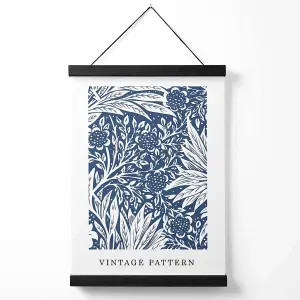 William Morris Blue Pattern Medium Poster with Black Hanger