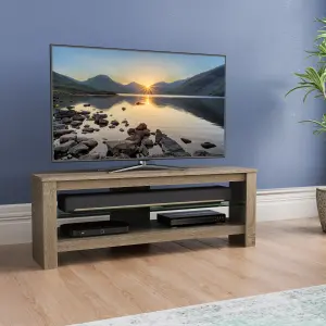 AVF Calibre Plus 1.15m TV Stand with Glass Shelf, for TVs up to 55" - Rustic Sawn Oak