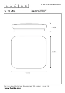 Lucide Otis Led Modern Flush Ceiling Light - LED - 1x42W 3000K - Opal