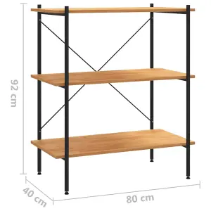 Berkfield 3-Tier Shelving Unit Black and Oak 80x40x92 cm