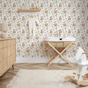 Forest Foxes Wallpaper In Warm Tones