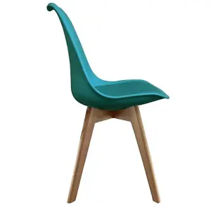 Soho Teal Plastic Dining Chair with Squared Light Wood Legs