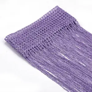 String Curtain Panel Spaghetti Tassel Curtain, 200cm x 90cm - Light Purple