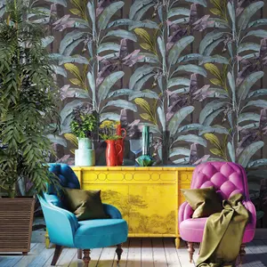 Galerie Into The Wild Metallic Brown Banana Tree Leaf Wallpaper Roll