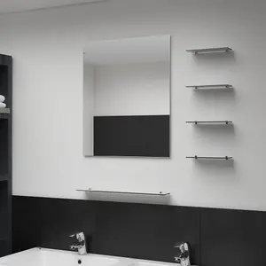 Berkfield Wall Mirror with 5 Shelves Silver 50x60 cm