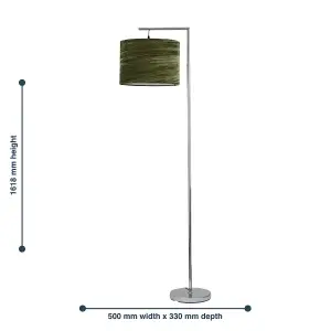 First Choice Lighting Chrome Angled Floor Lamp with Green Crushed Velvet Shade