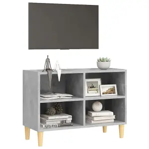 Berkfield TV Cabinet with Solid Wood Legs Concrete Grey 69.5x30x50 cm