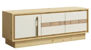 Contemporary TV Cabinet H49 x W130 x D37cm - Cable Management and Ample Storage