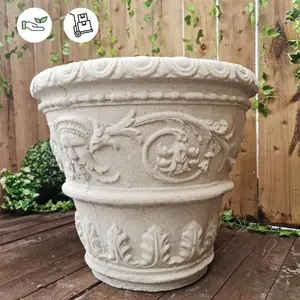 Large Greek patterned Sandstone Planter Pot