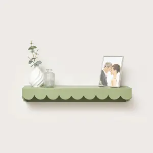 Melody Maison Green Scalloped Wall Storage Shelf - 61cm