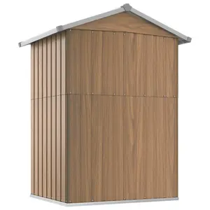 Garden Shed Galvanised Steel Outdoor Shed Bin Storage Brown