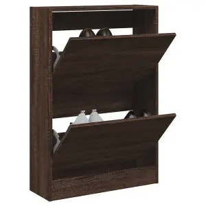 Shoe Cabinet Brown Oak 60x21x87.5 cm Engineered Wood