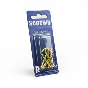 SCREWD 25mm Brass Plated L Hook for Creating Extra Room in the Kitchen, Bathroom and Office - Pack of 32