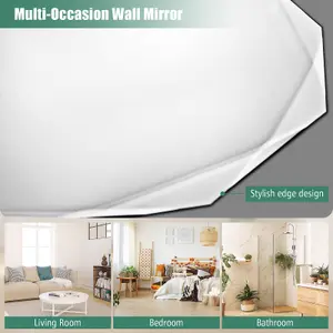 Costway Wall-mounted Bathroom Vanity Mirror Frameless Premium Silver Polished Mirror