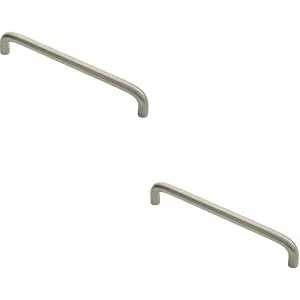 2x Round D Bar Cabinet Pull Handle 170 x 10mm 160mm Fixing Centres Satin Nickel