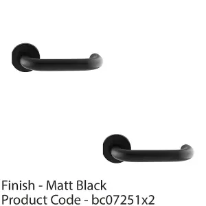 2 PACK - Pair 19mm Round Bar Safety Handle On Round Rose Concealed Fix Matt Black