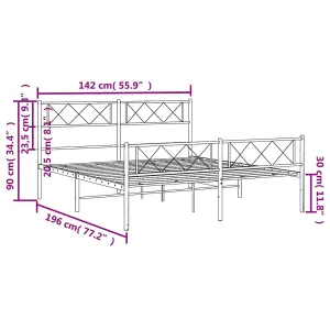 Berkfield Metal Bed Frame with Headboard and Footboard Black 135x190 cm 4FT6 Double