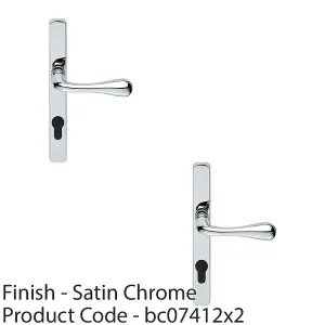 2 PACK - Satin Chrome Multi-Point Locking Security Door Handle 92mm Centre External Lever