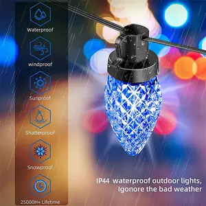 6M LED Outdoor Smart Garden Solar String Lights Festoon Lights with 15 Bulbs RGB Remote Control/APP Control