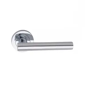 Straight T-Bar Key Lock Door Handle Set Thumbturn and Mortise Lock Polished Chrome