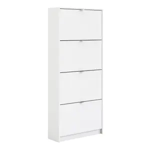 Shoes Shoe cabinet  w. 4 tilting doors and 2 layers White