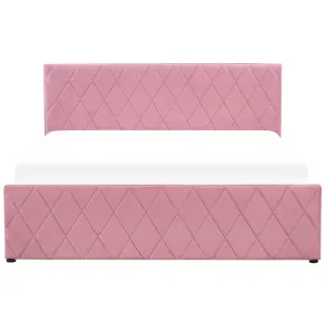 Velvet EU King Size Ottoman Bed Pink ROCHEFORT