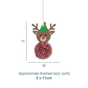 Pom Pom Decoration Kit: Christmas: Reindeer: Pack of 1