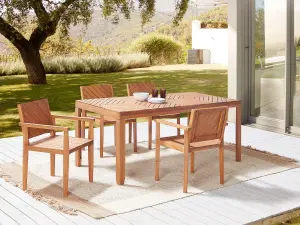 Set of 4 Garden Chairs BARATTI Acacia Wood Light Wood